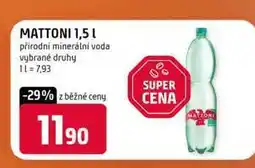 Terno MATTONI 1,5l přírodní minerální voda vybrané druhy nabídka