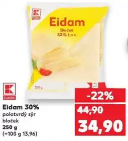 Kaufland Eidam 30% polotvrdý sýr bloček nabídka
