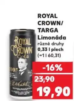 Kaufland ROYAL CROWN/ TARGA Limonáda nabídka