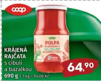 KRÁJENÁ RAJČATA S CIBULÍ A BAZALKOU