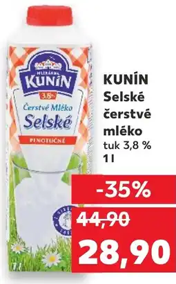 Kaufland KUNIN Selské čerstvé mléko nabídka