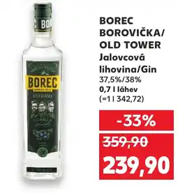 Kaufland BOREC BOROVIČKA/ OLD TOWER Jalovcová lihovina/Gin 37,5%/38% nabídka