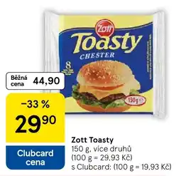 Tesco Zott Toasty nabídka