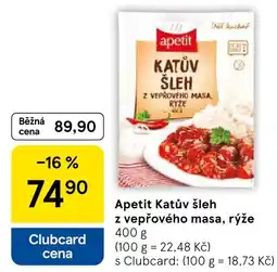 Tesco Apetit Katův šleh z vepřového masa, rýže nabídka