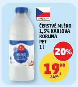 Penny Market ČERSTVÉ MLÉKO 1,5% KARLOVA KORUNA PET nabídka