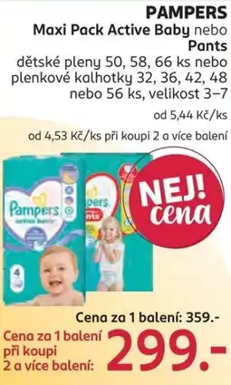 Rossmann PAMPERS Maxi Pack Active Baby nebo Pants nabídka