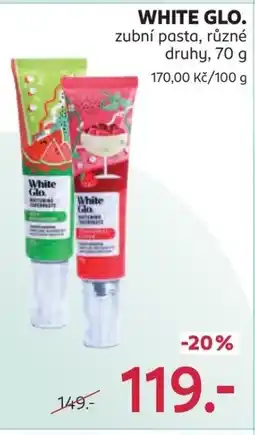 Rossmann WHITE GLO. zubní pasta nabídka