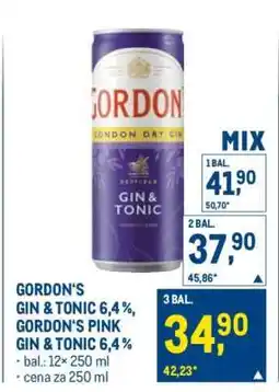 Makro GORDON'S GIN & TONIC 6,4 %, GORDON'S PINK GIN & TONIC 6,4 % nabídka