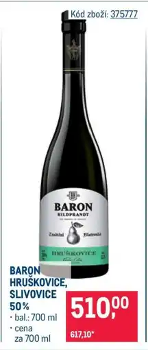 Makro BARON HRUŠKOVICE, SLIVOVICE 50 % nabídka