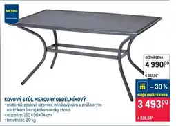 Makro KOVOVÝ STŮL MERCURY OBDÉLNÍKOVÝ nabídka