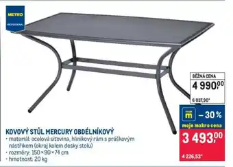 KOVOVÝ STŮL MERCURY OBDÉLNÍKOVÝ