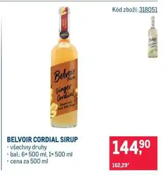 BELVOIR CORDIAL SIRUP