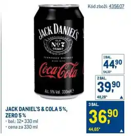 Makro JACK DANIEL'S & COLA 5 %, ZERO 5 % nabídka