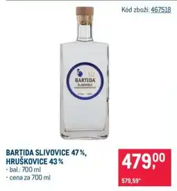 Makro BARTIDA SLIVOVICE 47 %, HRUŠKOVICE 43 % nabídka