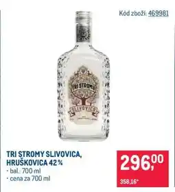 Makro TRI STROMY SLIVOVICA, HRUŠKOVICA 42 % nabídka