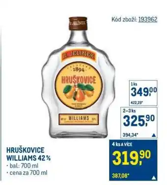 Makro Hruškovice Williams 42 nabídka