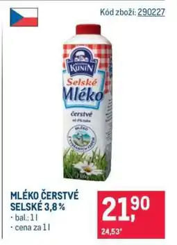 Makro Mléko čerstvé selské 3,8 % nabídka
