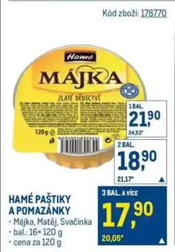 Makro HAMÉ PAŠTIKY A POMAZÁNKY nabídka