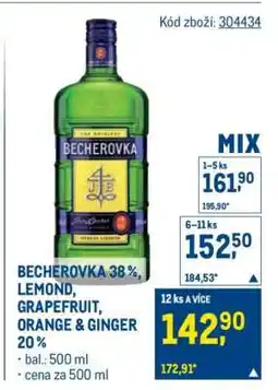 Makro BECHEROVKA 38%, LEMOND, GRAPEFRUIT, ORANGE & GINGER 20% nabídka
