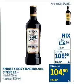 Makro FERNET STOCK STANDARD 30 %, CITRUS 23 % nabídka