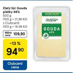 Tesco Zlatý sýr Gouda plátky 48% nabídka