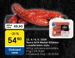 Tesco Tesco Grill Master Klobása v maďarském stylu nabídka