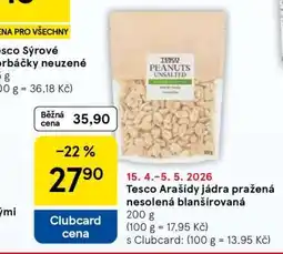 Tesco Tesco Arašídy jádra pražená nesolená blanšírovaná nabídka