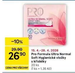Tesco Pro Formula Ultra Normal Soft Hygienické vložky s křidélky nabídka