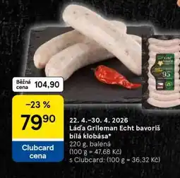 Tesco Láda Grileman Echt bavoriš bílá klobása nabídka