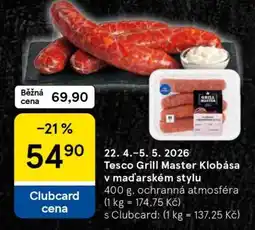 Tesco Tesco Grill Master Klobása v maďarském stylu nabídka