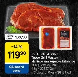 Tesco Tesco Grill Master Marinovaná vepřová krkovice nabídka