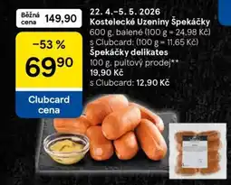 Tesco KOSTELECKÉ UZENINY ŠPEKÁČKY nabídka