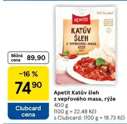 Tesco Apetit Katův šleh z vepřového masa, rýže nabídka