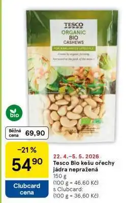 Tesco Tesco Bio Kešu ořechy jádra nepražená nabídka