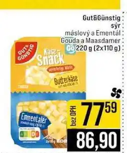 Jip Gut&Günstig sýr máslový a Ementál Gouda a Maasdamer Go 220 g (2x110 g) nabídka
