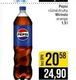 Jip Pepsi různé druhy Mirinda orange nabídka