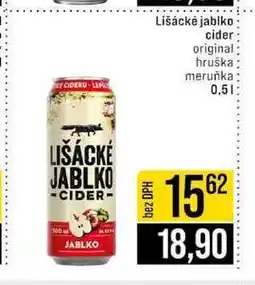 Jip Lišácké jablko cider original hruška meruňka nabídka