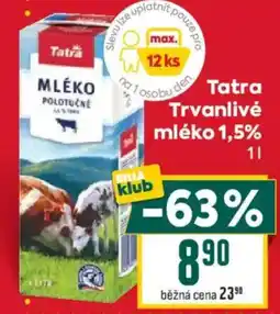 Billa Tatra Trvanlivé mléko 1,5% nabídka