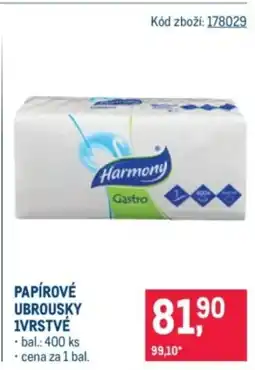 Makro Papírové ubrousky 1vrstvé nabídka