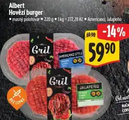 Albert Albert Hovězí burger nabídka