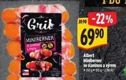 Albert Albert Miniberner se slaninou a sýrem nabídka