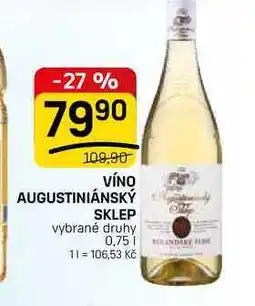 Flop VÍNO AUGUSTINIÁNSKÝ SKLEP vybrané druhy nabídka