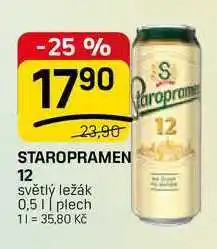Flop STAROPRAMEN 12 světlý ležák plech nabídka