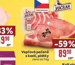 Billa Vepřová pečeně s kostí, plátky cena za nabídka