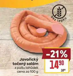 Billa Javořický točený salám z pultu lahůdek cena za nabídka