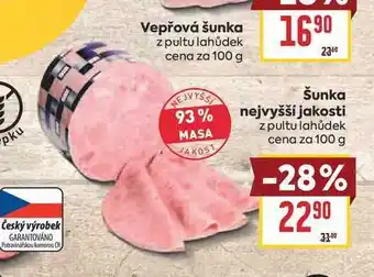 Billa Šunka nejvyšší jakosti z pultu lahůdek cena za nabídka