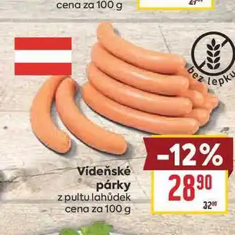 Billa Vídeňské párky z pultu lahůdek cena za nabídka