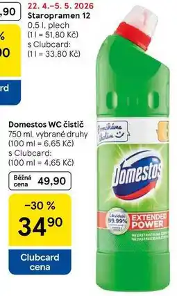 Tesco Domestos WC čistič, 750 ml, vybrané druhy nabídka