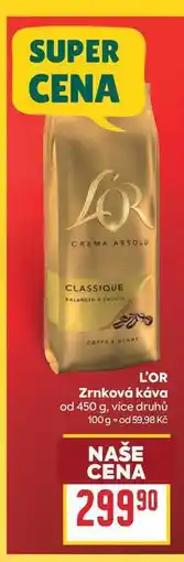 Billa L'OR Zrnková káva od nabídka