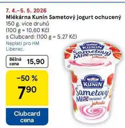 Tesco Mlékárna Kunín Sametový jogurt ochucený, 150 g, více druhů nabídka